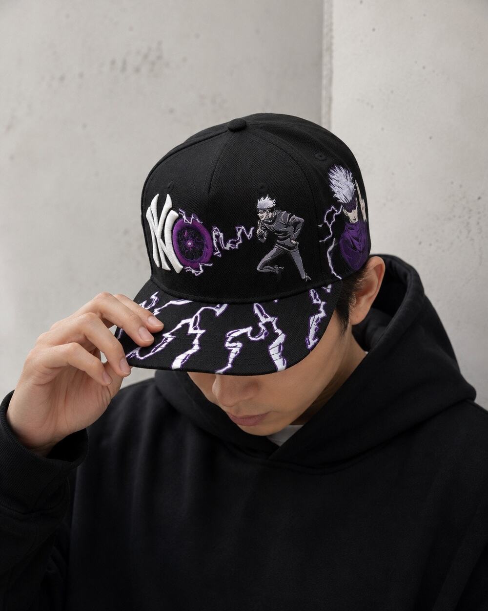 VOID Jujutsu Kaisen Gojo Satoru NY Yankees Hat Anime Black Purple Snapback Rare